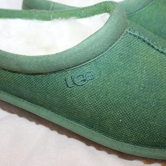 NIB‎ UGG MEN'S CANVAS TASMAN SLIP ON SLIPPERS GREEN - Picture 3 of 7